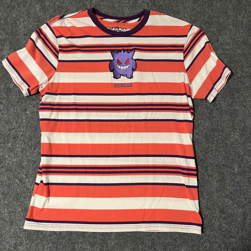 Pokemon Gengar Striped T-Shirt Hybrid Apparel Orange Purple XL Mens